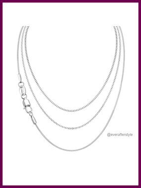 3Pcs Stainless Steel Necklace Set - 1mm Thin Strong Chain Layering